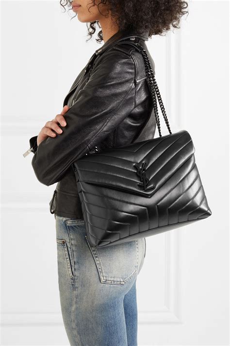 ysl black vinyl quilted bag|ysl quilted shoulder bag.